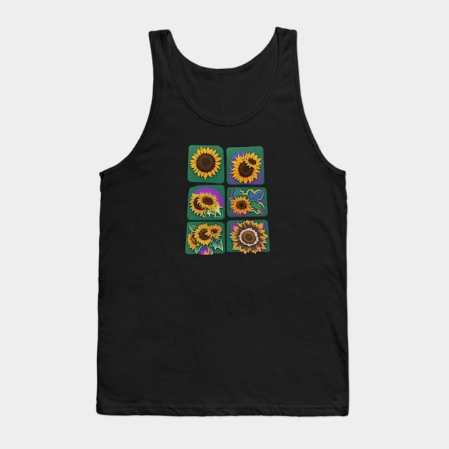 Sunflower Flora Positive Minimalist Vintage Retro Tank Top by Flowering Away